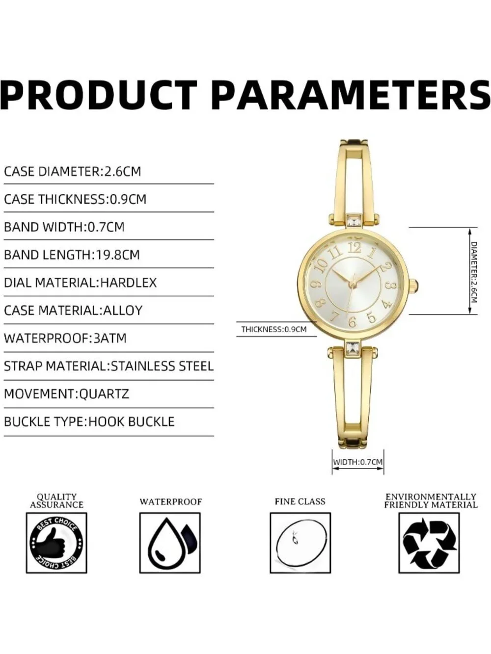 Women's Gold Analog Relogio Feminino Waterproof Classic Bracelet Wrist Watch